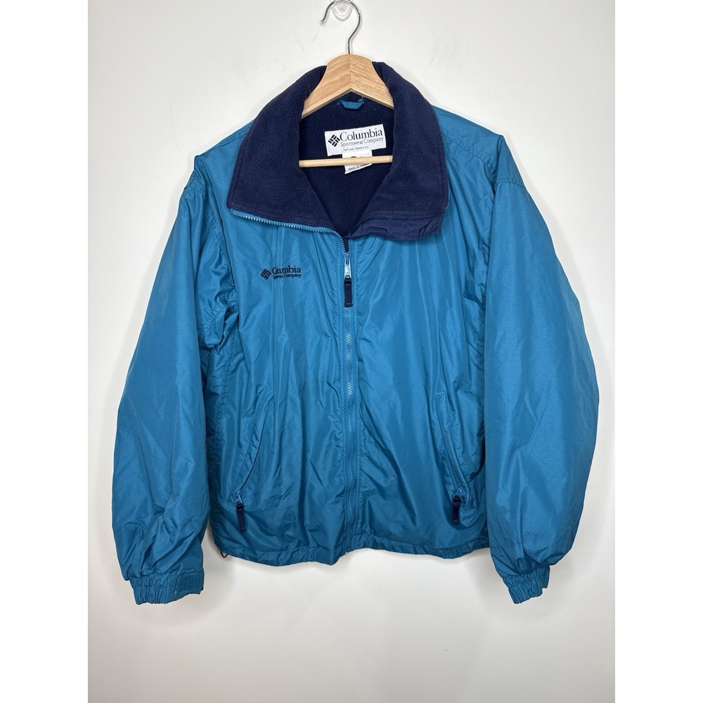 Vintage 90's Y2K Columbia Jacket Women's Medium‎ Blue Teal Coat Full Zip Bungee